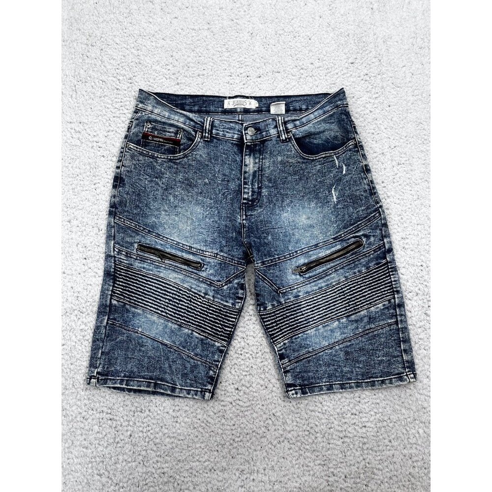 Akademiks Jeanius Denim Shorts Mens 34 Blue Acid Wash Y2K Hip pop Streetwear